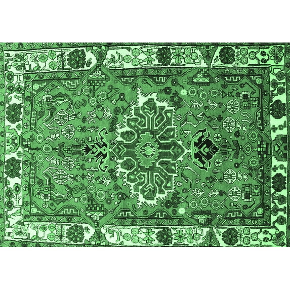 Ahgly Company Indoor Rectangle Persian Emerald Green Traditional Area Rugs, 8' x 10'