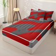 thumbnail image 2 of Homewish Grunge Red Camo Zipper Queen Comforter Set with Fitted Sheet and 2 Pillowcases,Retro Aesthetic Zipper Bedding Set,Light Gray Reversible,4pcs, 2 of 8