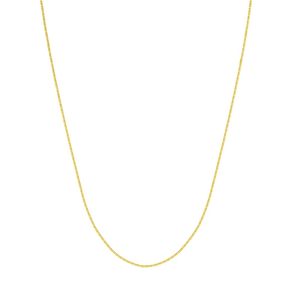 18k Yellow Gold 0.55mm Box Chain Necklace Lobster Lock Closure 16 Inch Chain Necklace for Women and Men