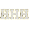 thumbnail image 1 of Parches de letras de chenilla H de 4-1/2 pulgadas, parches de letras H de planchar con brillo dorado para ropa, paquete de 3 (blanco), 1 of 7