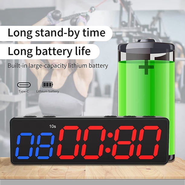 Petite Horloge De Gym – Chronomètre, Minuterie D'intervalle, Aimant Intégré, Grand écran LED – Pour Maison, Garage, école