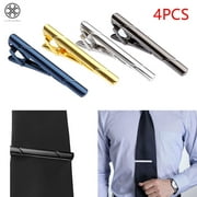 Luxtrada 4pcs Mens Stainless Steel Tie Clip Necktie Bar Clasp Clamp Pin Gold Black Silver Blue