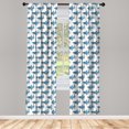 thumbnail image 3 of Ambesonne Ocean Curtains, Sea Fierce Wild Shark, Pair of 28"x84", Blue White, 3 of 5