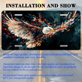 thumbnail image 3 of 1 Pcs License Plate Covers & Frames, Eagle with Wings Composed of Text in Abstract Art For Decorative Front, Aluminum License Plate Covers & Frames Cover For Men Women, 12" X 6", 3 of 7
