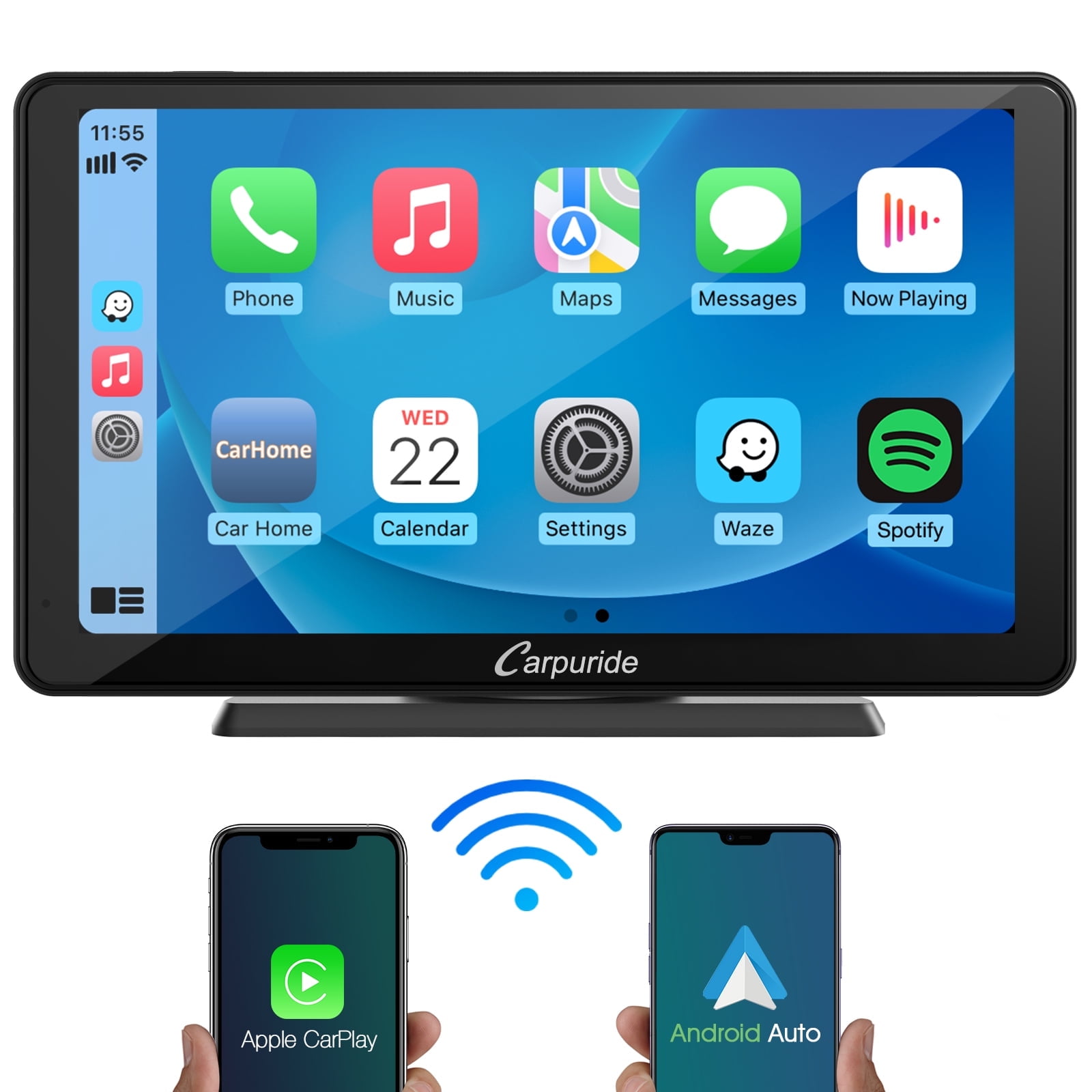 Carpuride Wireless Car Stereo for Apple Carplay 7" Portable Touch Screen Android Auto for Car C3