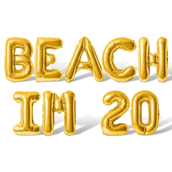 Letter Balloons - BEACH IM 20 16" Inch Alphabet Letters Foil Mylar Balloon 20th Birthday Party Banner (Gold)