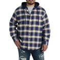 thumbnail image 2 of Hooded Flannel Shirt Jacket Navy-Yellow 6XL, 2 of 7