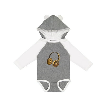 

Inktastic Headphone Donut Girls Long Sleeve Baby Bodysuit