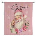thumbnail image 2 of Pink Christmas Semi Sheer Curtains Drapes for Living Room, Bedroom, French Doors Window 96 Inches Long, Santa Winter Snowflake Botanical Rustic Rod Pocket Chiffon Curtain Drapery Voile Drape Panel, 2 of 6