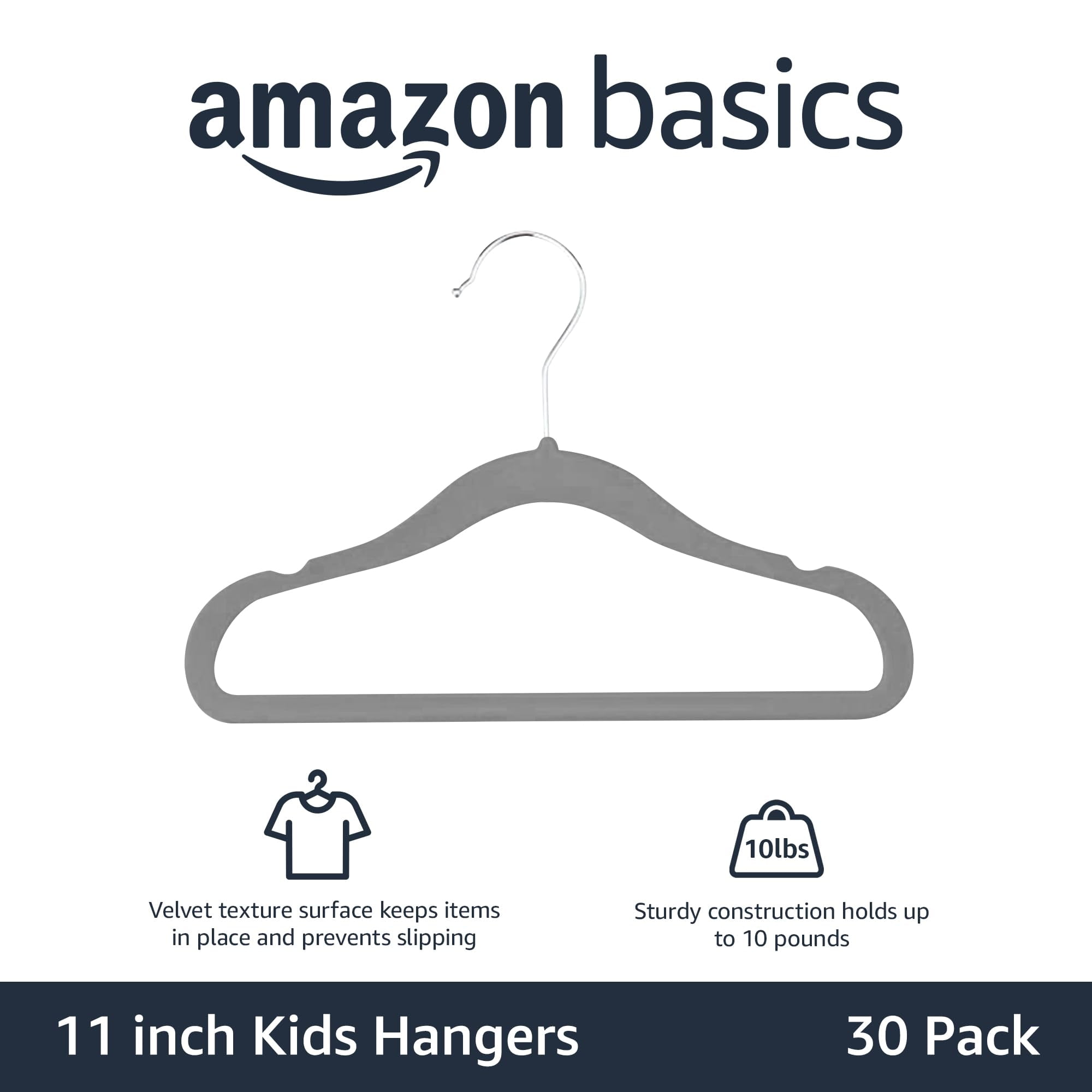 Children's Velvet Non-Slip Hanger, Space Saving, Shoulder Groove, Solid Wardrobe Finishing Hanger 11.6 Inch, Beige Pack of 30