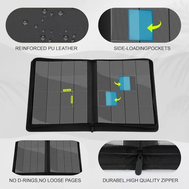 card binder no rings Amazon.com: Premium Trading Card Binder,20 Pocket, Holds Up to 2000 Cards  with Ringless 50 Double-Sided Sleeves, Label Design with a Pen, Side  Loading Card Collection Album Folder with Zipper for TCG,Sports Cards : main image 0