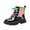 Black, variant on GBSYEWXS Closed Toe Zip-Up Girls Kids Dress Boots Ankle-High Patchwork Comfort Elegant Black Kids Boots For Girls Size 4-4.5 T