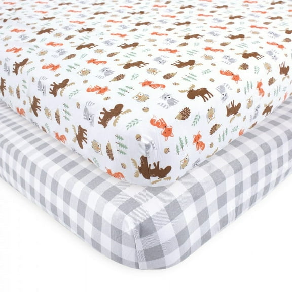Hudson Baby Infant Boy Cotton Fitted Crib Sheet, Woodland, One Size