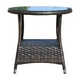 thumbnail image 6 of Homy Casa 21" Outdoor Wicker Round Coffee Table with Tempered Glass Top, Patio Side Table, 6 of 7