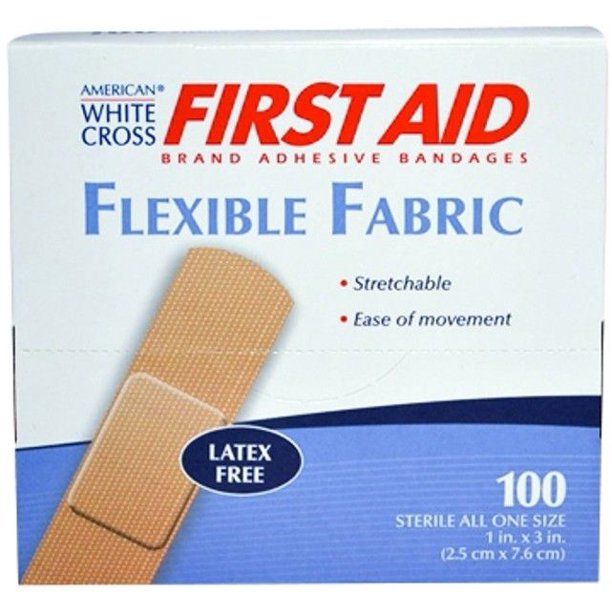 Adhesive Bandage Flexible Fabric with Strips 1" x 3" 100 Bandages MS25150