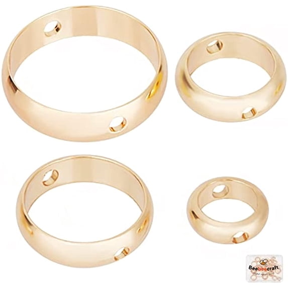 60Pcs 4 Size Round Bead Frames 18K Gold Plated Circle Frame Connectors 6/8/10/12mm Round Ring Shaped Metal Links for Bracelet Jewelry Making