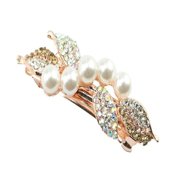 Pinza para el cabello con perlas, hermosa pinza para el cabello con cristales, horquilla para el cabello, accesorios para el cabello. champán