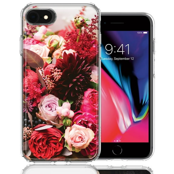 MUNDAZE For Apple iPhone 7/8/SE Colorful Flowers Design Double Layer Phone Case Cover