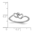 thumbnail image 2 of 925 Sterling Silver Polished Rhodium Plated Diamond Double Love Heart Promise Ring Size 8 2mm Wide Promise Ring for Wome, 2 of 2