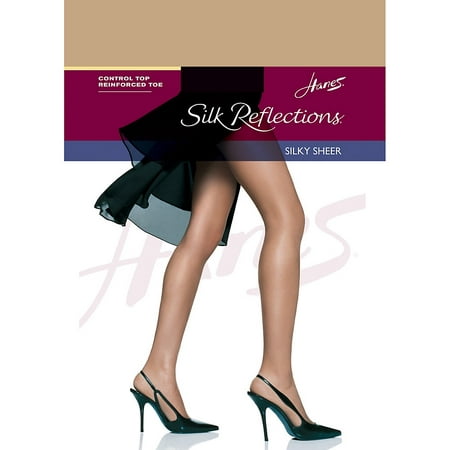 Womens Control Top Reinforced Toe Silk Reflections Panty (Best Natural Looking Tights)