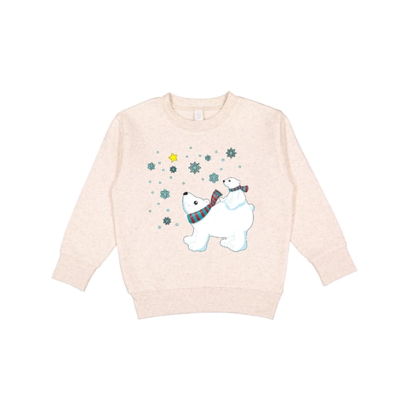 Inktastic Christmas Polar Bear and Cub with a Star Toddler Sweatshirt