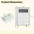 thumbnail image 3 of Gymax Commode 2 Pcs à 3 Tiroirs, Commode Haute de 37,5 Po avec Porte en Verre Cannelé Rabattable, 3 of 10
