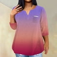 thumbnail image 2 of ADSSDQ 3/4 Sleeve Womens Plus Size Shirts Business Casual Tops Tie Dye V-Neck Elbow Length Tshirts Shirts For Women Fall Dressy Blouses With Pocket Retro Summer Maternity Clothes Purple 4XL, 2 of 5