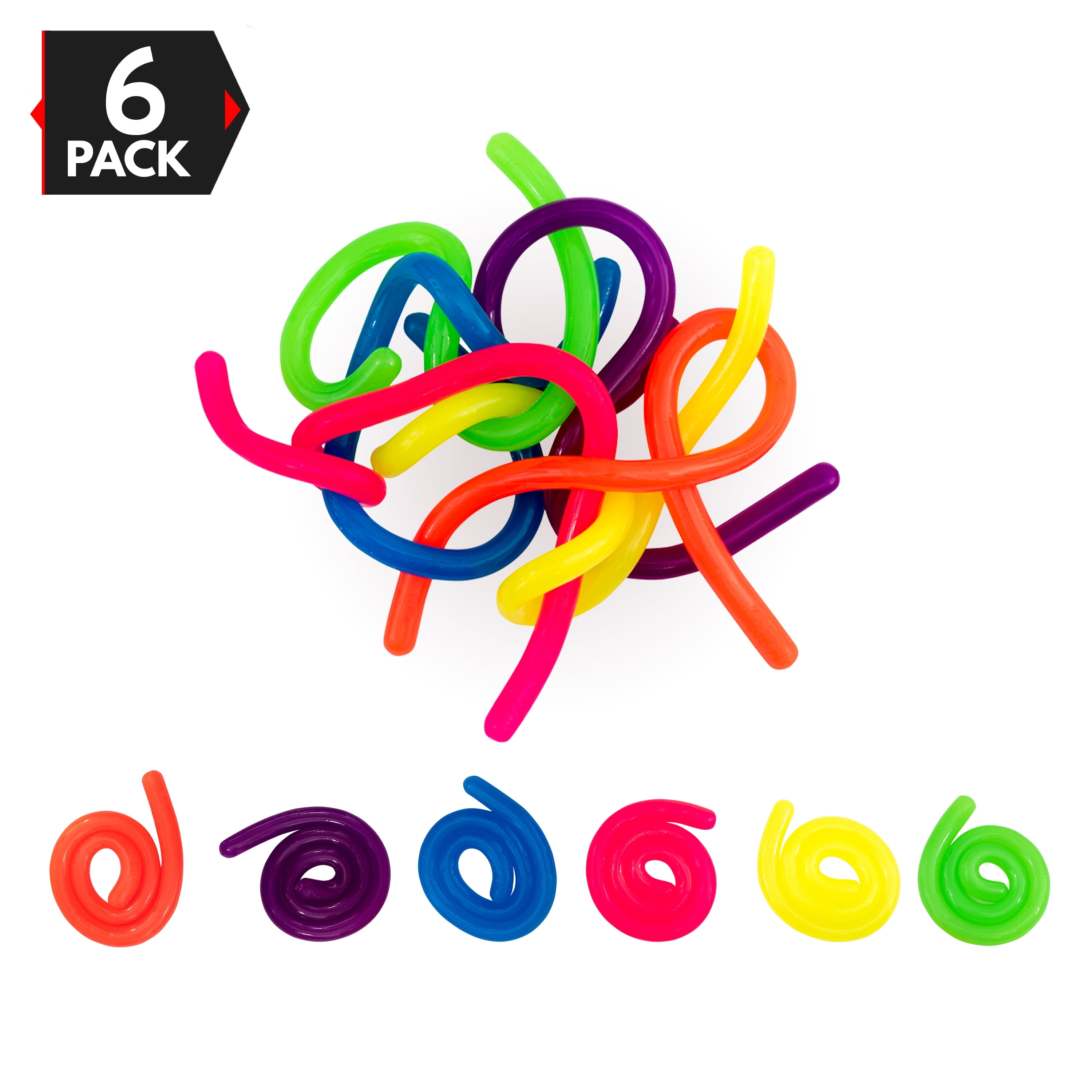 ADHD Autism Stretch Toy Stress Anxiety Reliever Fidget Toy Sensory Toys 5 Pack Colorful Neon Stretch Strings For ADD 