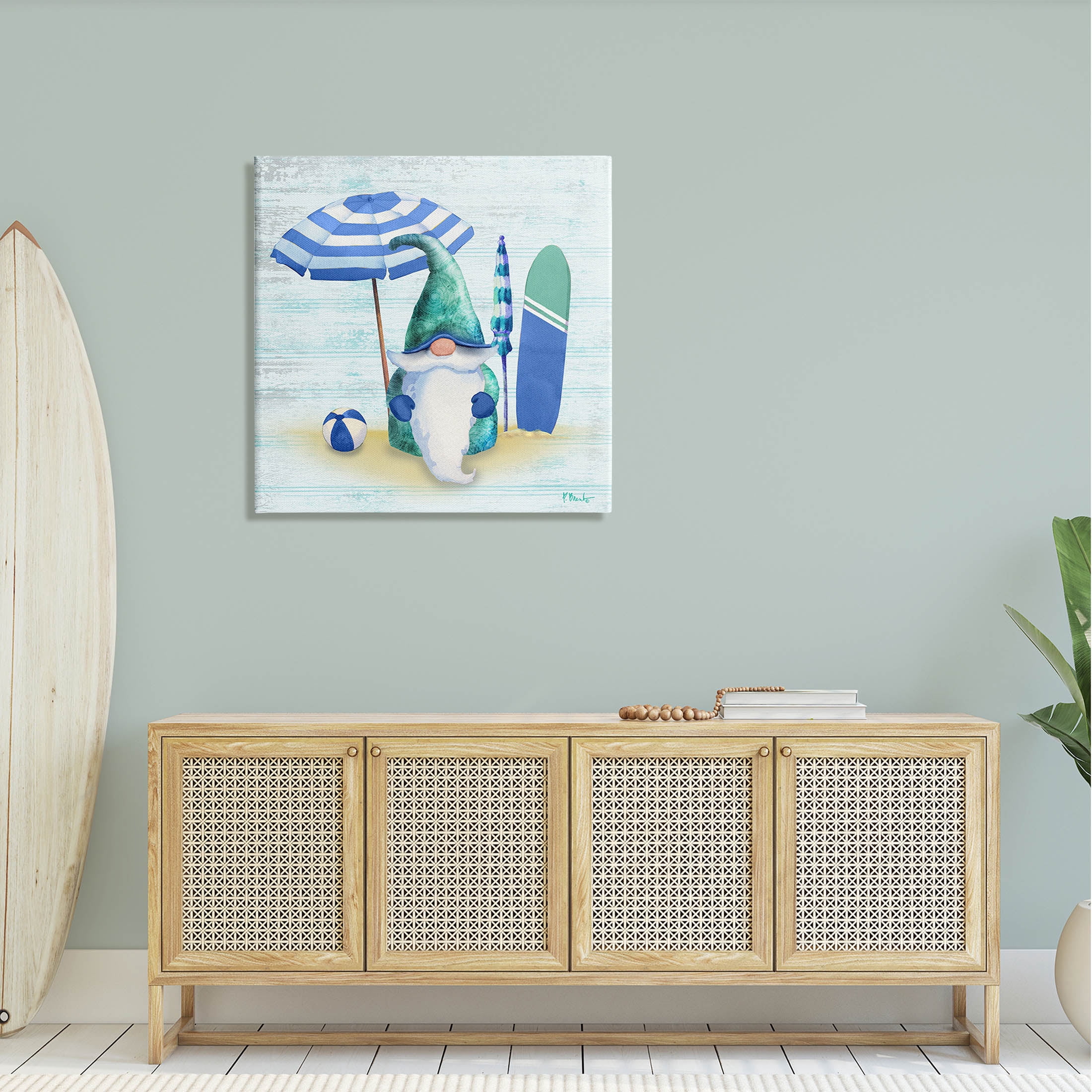 Coastal Seaside Garden Gnome Fairy Tales & Fantasy Graphic Art Gallery Wrapped Canvas Print Wall Art