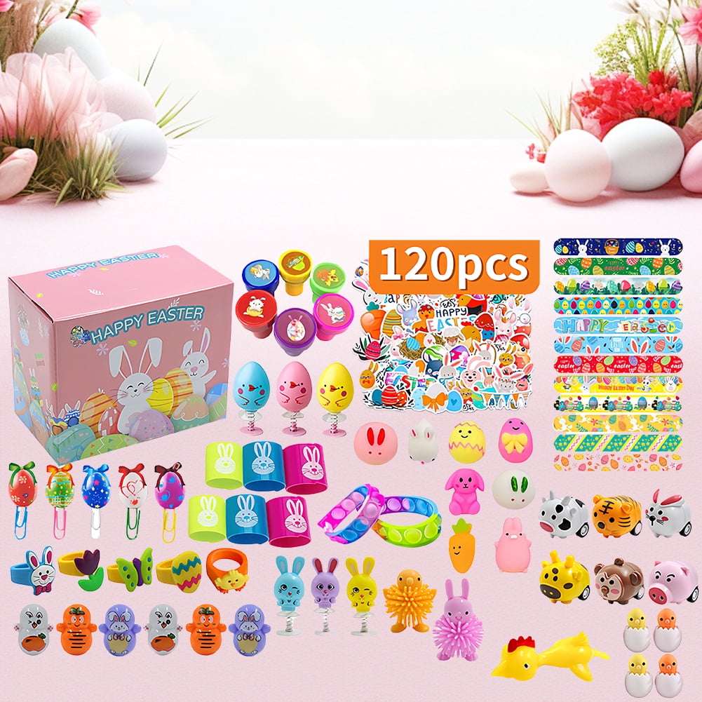 Hersfrd 120 Pcs Basket Stuffers Fillers Easter Eggs for Kids Girls Boys (Style A)