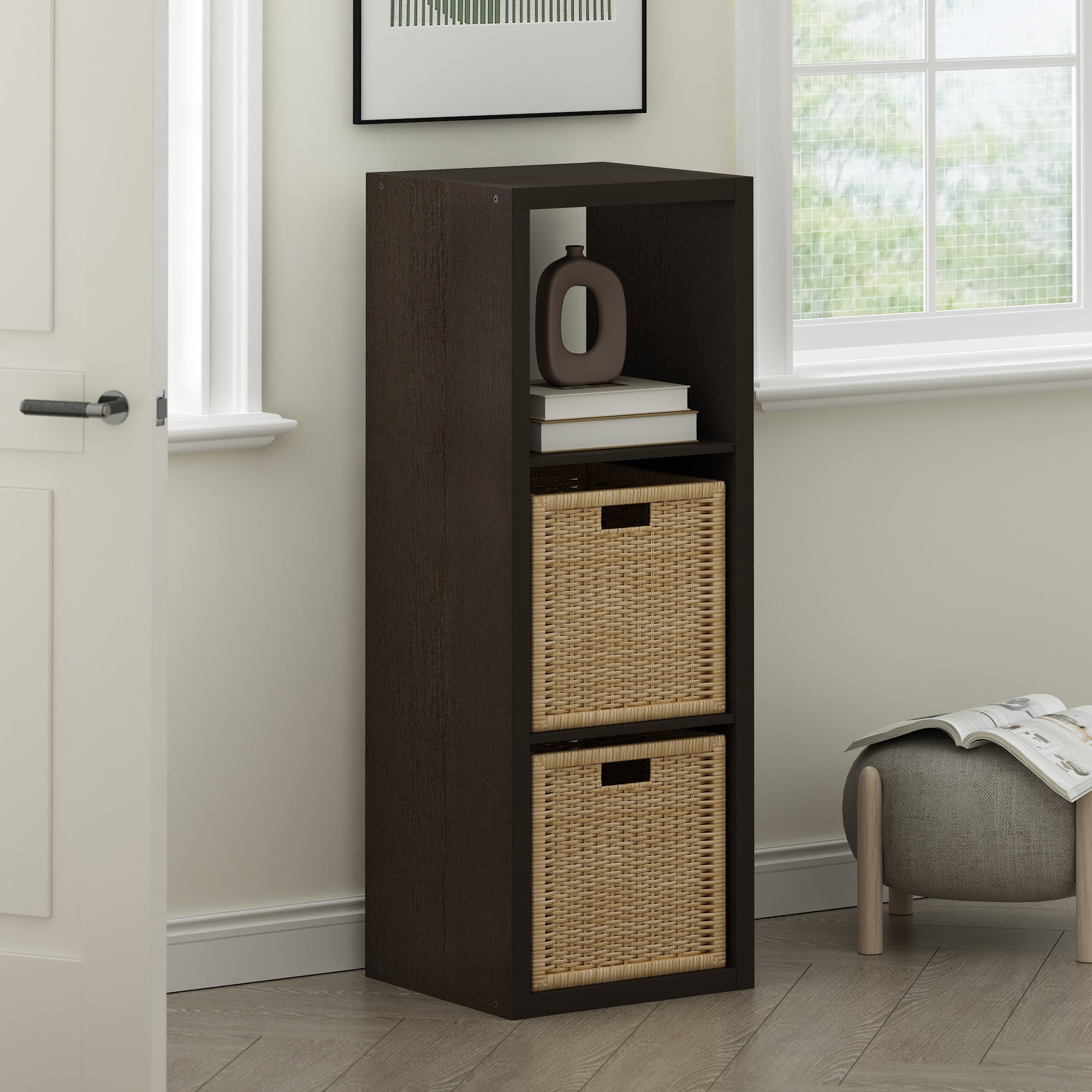 Better Homes & Gardens 3 Cube Storage Organizer, White Texture