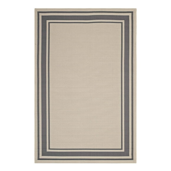 Modway Rim Solid Border 8 x 10 Foot Indoor I Outdoor Area Rug, Gray/Beige