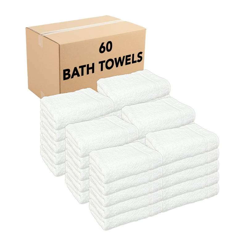 belem Economical 60 White Large Bath Towels Bulk (24x50)- 5 Dozen Wholesale  Cheap Bath Towel Set- Save $149 in Bulk Bath Towels – Light Weight, Quick