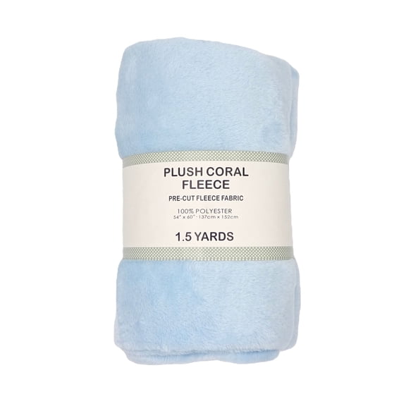 Shason Textile 1.5 Yard Cut Plush Coral Fleece Fabric, Light Blue, 54" Wide for Sewing & Crafts