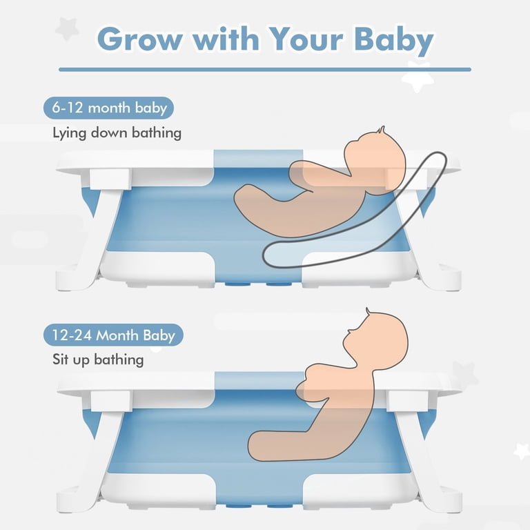 Foldable Baby Bathtub with Thermometer and Soft Net photo 7