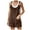 Brown, variant on Homenesgenics Womens Jumpsuits Summer Women's Button Cotton and Pocket Suspender Shorts Jumpsuit Strap Pants Brown M