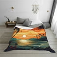 thumbnail image 6 of KLL Tropical Sunset Paradise Print Fleece Throw Blanket, Horizontal Fleece Bedding Cute Soft Blankets Comfy Fleece Flannel Plush Home Decor for Couch & Bed -40"x30", 6 of 9