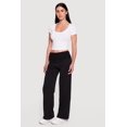 thumbnail image 2 of Women's Ruched Fold Over High Waisted Wide Leg Pull On Pants, 2 of 4