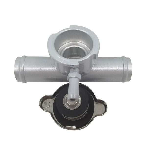 38mm 1-1/2" Aluminum In Line Coolant Radiator Filler Neck Hose With Cap Silver