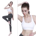 thumbnail image 3 of Mujer Yoga Fitness Entrenamiento Acolchado Deportes Ropa interior a prueba de golpes Sujetadores (Blanco L), 3 of 8