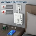 thumbnail image 4 of LEEYNEER 14-in-1 Power Strip with Surge Protection and One-Touch Control Switch - 4 Spacious AC Outlets with 6 USB Ports (including 2 Type-C) - Wall-Mountable Extension Cord for Office  S, 4 of 6