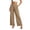 Khaki, variant on Womens Dress Pants Flat Front High Waisted Straight Leg Pleated Trousers Casual Loose Work Office Plain Pants