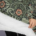 thumbnail image 3 of Oversized Wearable Blanket Hoodie,Green Pioneer Flower Pattern Sherpa Blanket Hoodie with Super Pockets,Super Warm Fuzzy Pullover for Women & Men, 3 of 6