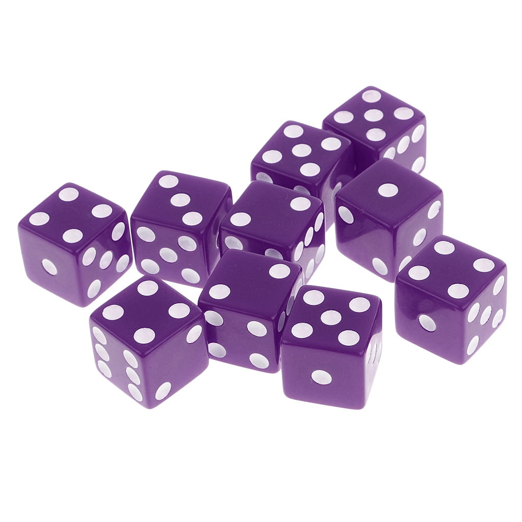 16mm 10Pcs Transparent Six Sided Spot Dice Toys D6 RPG Role Playing Game Purple 