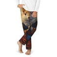 thumbnail image 2 of Wukai Maple Leaf Meditating Squirrel Print Teenagers' Pajama Pant Sleep Pajama Lounge Pant PJ Bottoms with Pockets and Button Fly(Available in Big & Tall)-Small, 2 of 6