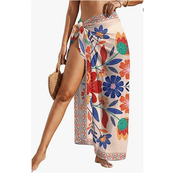 UZMOG Swim Skirt,Sarong Wraps for Women Beach Skirt Bikini Cover Ups Sheer Sarong High Slit Swimsuit Coverups One Size
