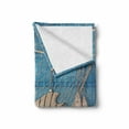 thumbnail image 2 of Marine Soft Flannel Fleece Throw Blanket, Nautical Themed Photo of Fishing Net and Hanged Wododen Handcraft Fish, Cozy Plush for Indoor and Outdoor Use, 70" x 90", Beige Sky Blue, by Ambesonne, 2 of 6
