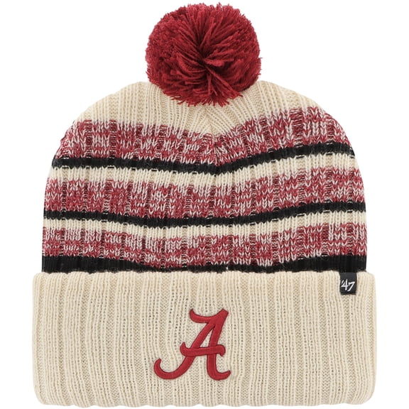 Men's '47 Khaki Alabama Crimson Tide Tavern Cuffed Knit Hat with Pom