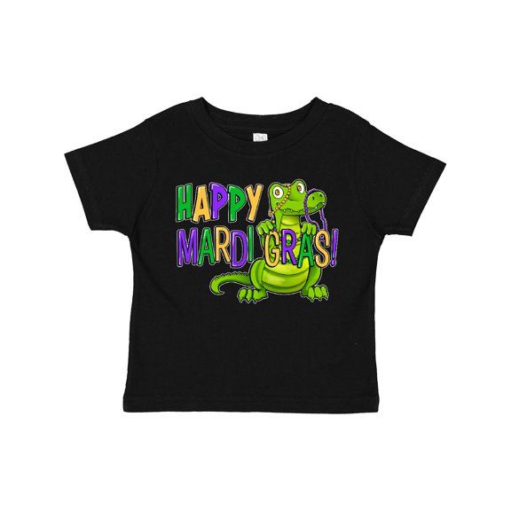 Inktastic Happy Mardi Gras Cute Alligator with Beads Boys or Girls Toddler T-Shirt