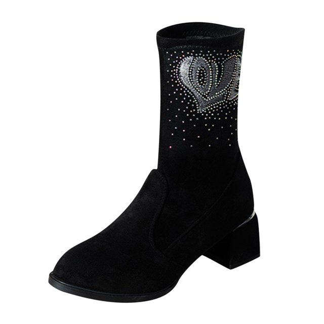 NECHOLOGY Botas Mujer Adulto Femenino Zapatos Botines para mujer Botas de mujer Botas de tacón cuadrado Zapatos casuales Suela Botas para mujer Zapatos Zapatos antideslizantes (Black, 7.5)